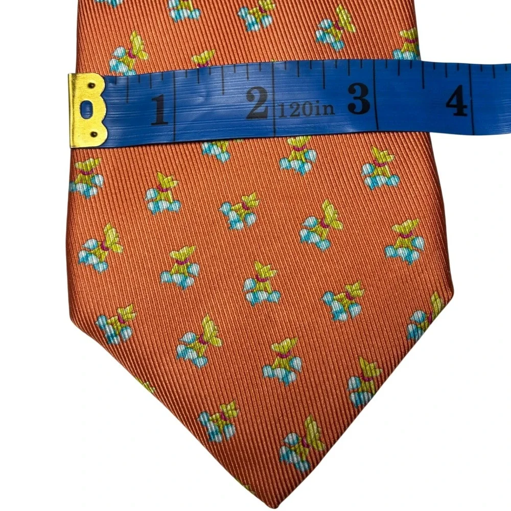 Talbots Handmade Silk Novelty Print Necktie Orange USA Men's 3.75